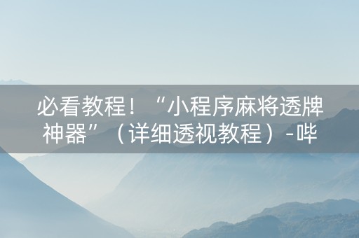 必看教程！“小程序麻将透牌神器”（详细透视教程）-哔哩哔哩