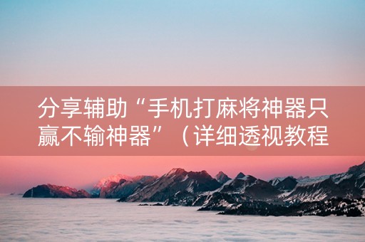 分享辅助“手机打麻将神器只赢不输神器”（详细透视教程）-哔哩哔哩
