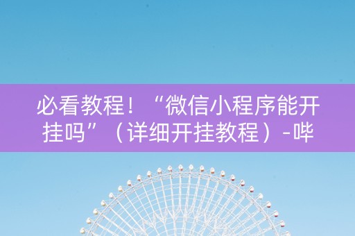 必看教程！“微信小程序能开挂吗”（详细开挂教程）-哔哩哔哩
