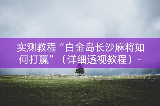 实测教程“白金岛长沙麻将如何打赢”（详细透视教程）-哔哩哔哩