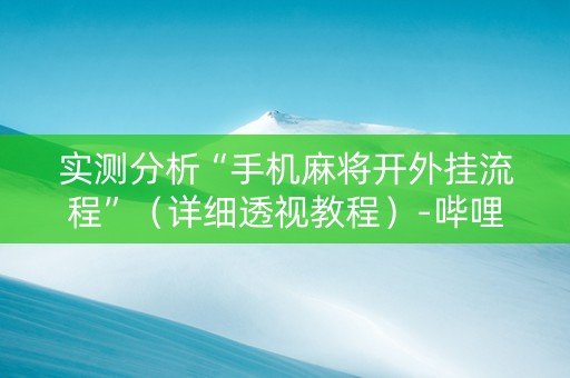 实测分析“手机麻将开外挂流程”（详细透视教程）-哔哩哔哩