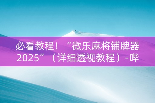 必看教程！“微乐麻将铺牌器2025”（详细透视教程）-哔哩哔哩
