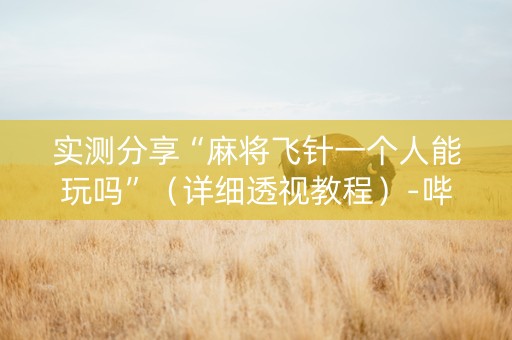 实测分享“麻将飞针一个人能玩吗”（详细透视教程）-哔哩哔哩