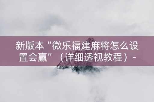 新版本“微乐福建麻将怎么设置会赢”（详细透视教程）-哔哩哔哩