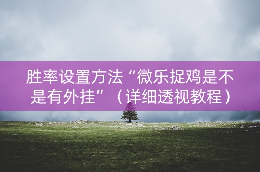 胜率设置方法“微乐捉鸡是不是有外挂”（详细透视教程）-哔哩哔哩