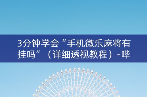 3分钟学会“手机微乐麻将有挂吗”（详细透视教程）-哔哩哔哩