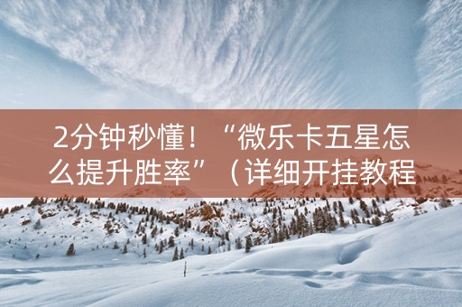 2分钟秒懂！“微乐卡五星怎么提升胜率”（详细开挂教程）-哔哩哔哩