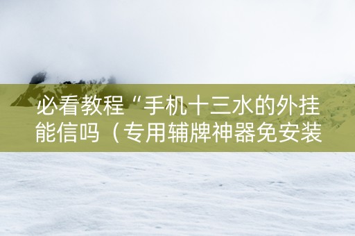 必看教程“手机十三水的外挂能信吗（专用辅牌神器免安装）