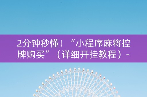 2分钟秒懂！“小程序麻将控牌购买”（详细开挂教程）-哔哩哔哩