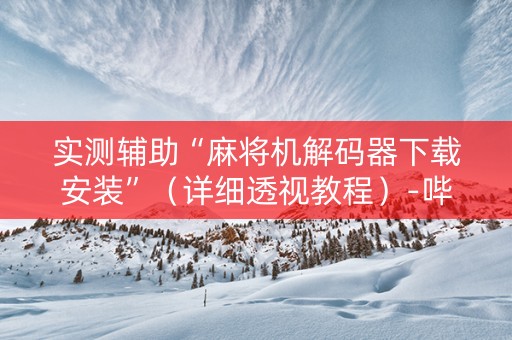 实测辅助“麻将机解码器下载安装”（详细透视教程）-哔哩哔哩