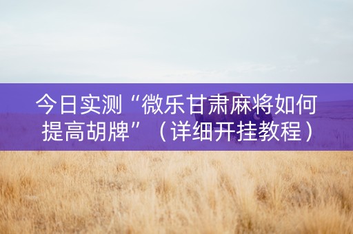 今日实测“微乐甘肃麻将如何提高胡牌”（详细开挂教程）-哔哩哔哩