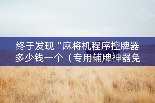 终于发现“麻将机程序控牌器多少钱一个（专用辅牌神器免安装）