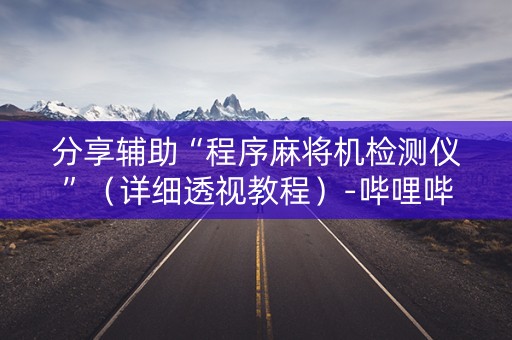 分享辅助“程序麻将机检测仪”（详细透视教程）-哔哩哔哩