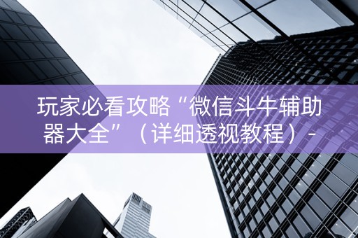 玩家必看攻略“微信斗牛辅助器大全”（详细透视教程）-哔哩哔哩
