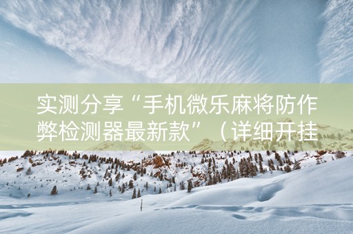 实测分享“手机微乐麻将防作弊检测器最新款”（详细开挂教程）-哔哩哔哩