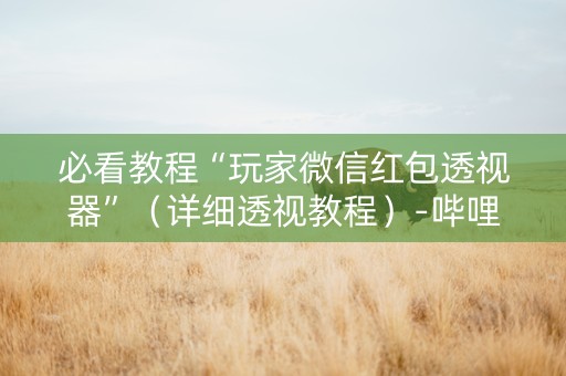 必看教程“玩家微信红包透视器”（详细透视教程）-哔哩哔哩
