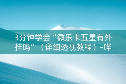 3分钟学会“微乐卡五星有外挂吗”（详细透视教程）-哔哩哔哩