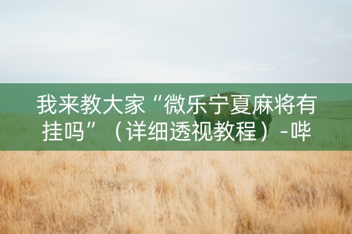 我来教大家“微乐宁夏麻将有挂吗”（详细透视教程）-哔哩哔哩