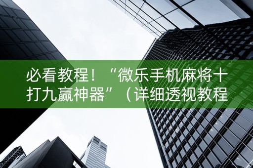 必看教程！“微乐手机麻将十打九赢神器”（详细透视教程）-哔哩哔哩