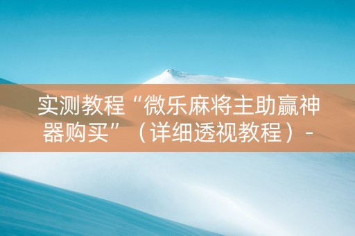 实测教程“微乐麻将主助赢神器购买”（详细透视教程）-哔哩哔哩