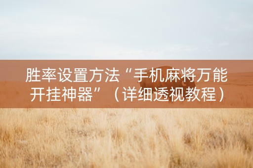 胜率设置方法“手机麻将万能开挂神器”（详细透视教程）-哔哩哔哩