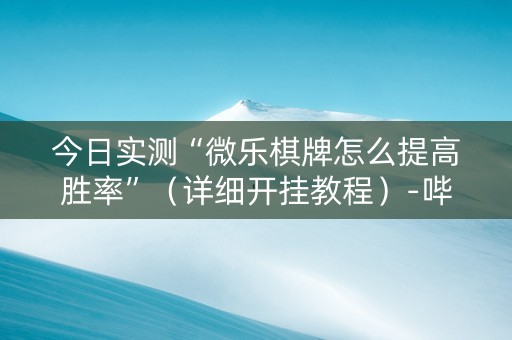 今日实测“微乐棋牌怎么提高胜率”（详细开挂教程）-哔哩哔哩