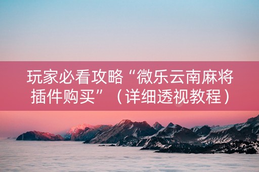 玩家必看攻略“微乐云南麻将插件购买”（详细透视教程）-哔哩哔哩