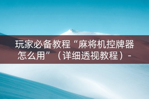玩家必备教程“麻将机控牌器怎么用”（详细透视教程）-哔哩哔哩