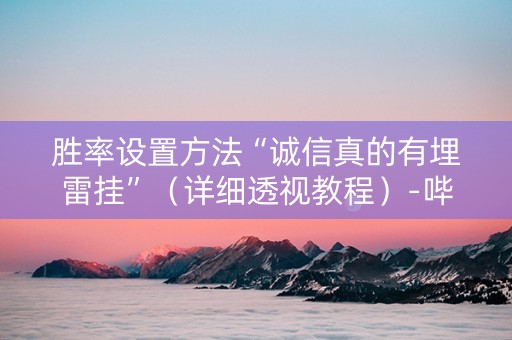 胜率设置方法“诚信真的有埋雷挂”（详细透视教程）-哔哩哔哩