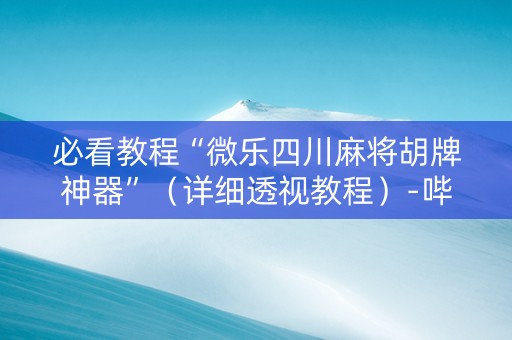 必看教程“微乐四川麻将胡牌神器”（详细透视教程）-哔哩哔哩