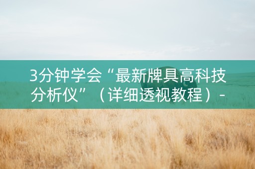 3分钟学会“最新牌具高科技分析仪”（详细透视教程）-哔哩哔哩