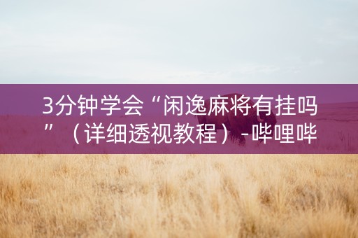 3分钟学会“闲逸麻将有挂吗”（详细透视教程）-哔哩哔哩
