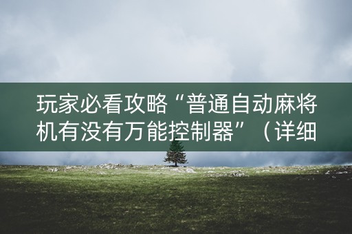 玩家必看攻略“普通自动麻将机有没有万能控制器”（详细透视教程）-哔哩哔哩