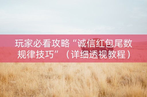 玩家必看攻略“诚信红包尾数规律技巧”（详细透视教程）-哔哩哔哩