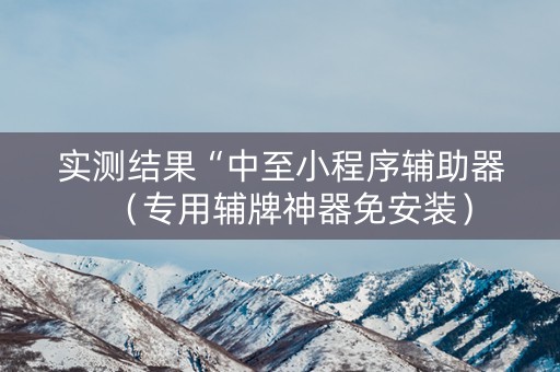 实测结果“中至小程序辅助器（专用辅牌神器免安装）