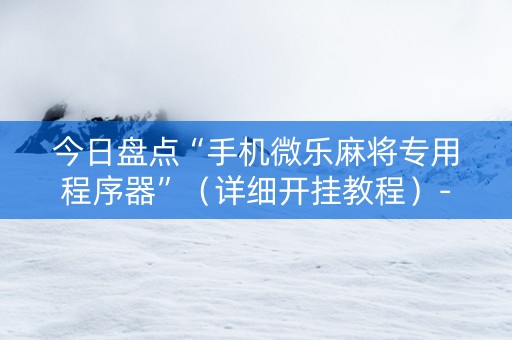 今日盘点“手机微乐麻将专用程序器”（详细开挂教程）-哔哩哔哩