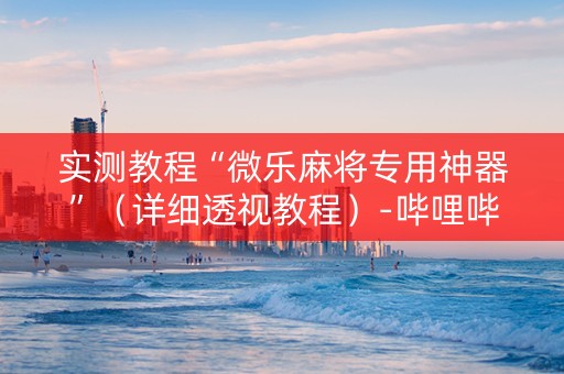 实测教程“微乐麻将专用神器”（详细透视教程）-哔哩哔哩