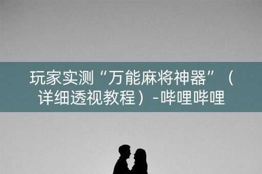 玩家实测“万能麻将神器”（详细透视教程）-哔哩哔哩