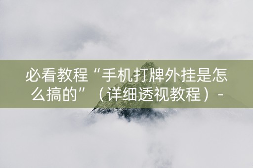 必看教程“手机打牌外挂是怎么搞的”（详细透视教程）-哔哩哔哩