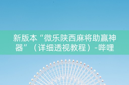 新版本“微乐陕西麻将助赢神器”（详细透视教程）-哔哩哔哩
