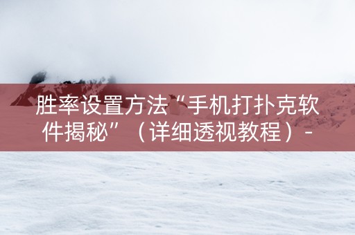 胜率设置方法“手机打扑克软件揭秘”（详细透视教程）-哔哩哔哩