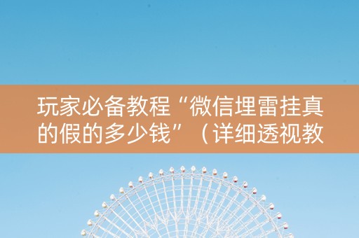 玩家必备教程“微信埋雷挂真的假的多少钱”（详细透视教程）-哔哩哔哩