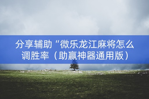 分享辅助“微乐龙江麻将怎么调胜率（助赢神器通用版）