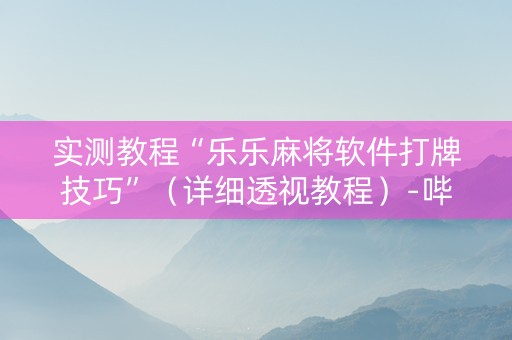 实测教程“乐乐麻将软件打牌技巧”（详细透视教程）-哔哩哔哩