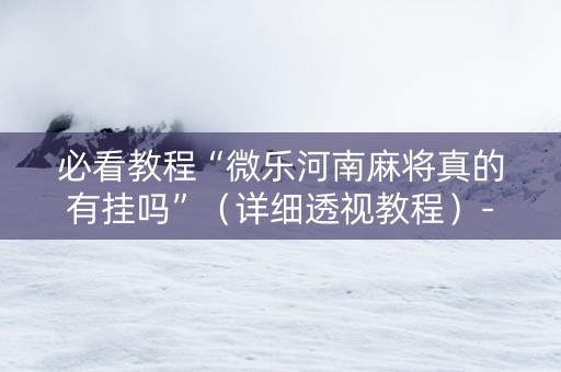 必看教程“微乐河南麻将真的有挂吗”（详细透视教程）-哔哩哔哩
