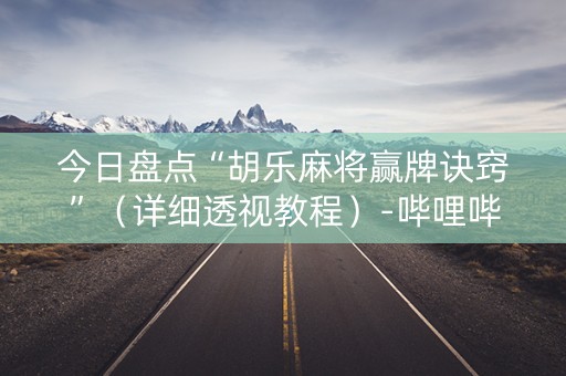 今日盘点“胡乐麻将赢牌诀窍”（详细透视教程）-哔哩哔哩