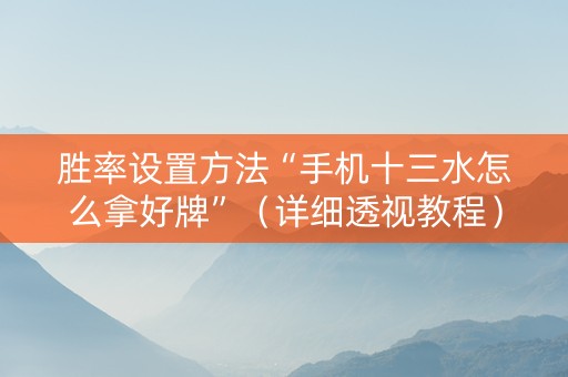 胜率设置方法“手机十三水怎么拿好牌”（详细透视教程）-哔哩哔哩