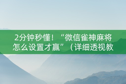 2分钟秒懂！“微信雀神麻将怎么设置才赢”（详细透视教程）-哔哩哔哩