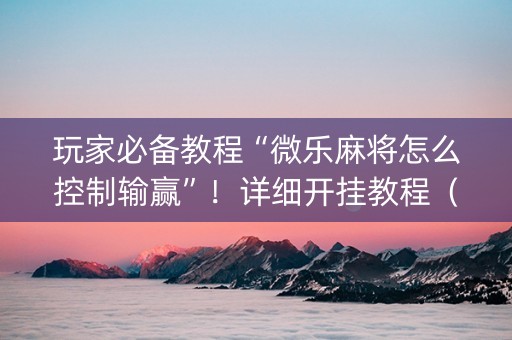 玩家必备教程“微乐麻将怎么控制输赢”！详细开挂教程（确实真的有挂)-知乎