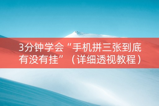 3分钟学会“手机拼三张到底有没有挂”（详细透视教程）-哔哩哔哩